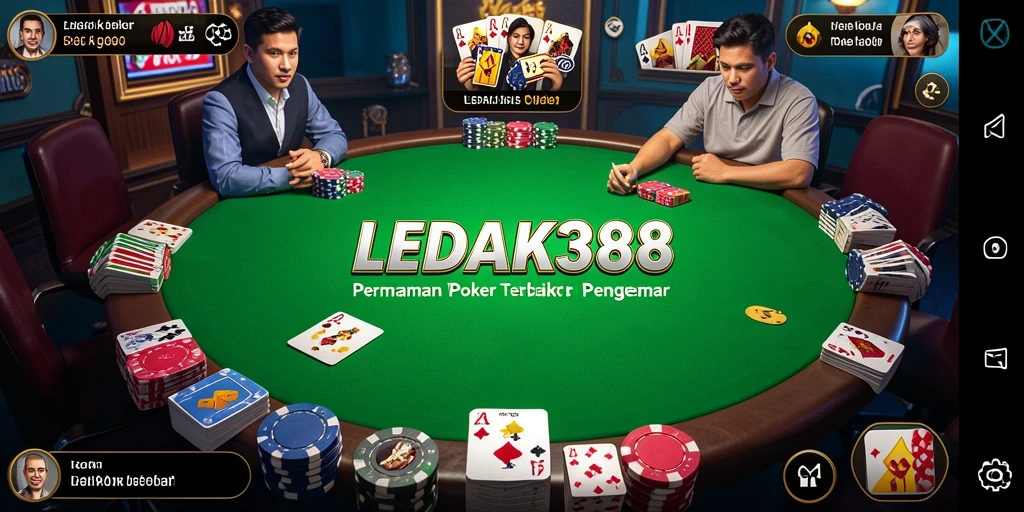 Tampilan gameplay LEDAK388 yang menampilkan keseruan permainan Poker.