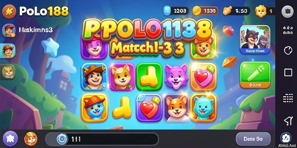 Tampilan gameplay <strong>POLO188</strong> yang seru saat mencocokkan item Match-3.